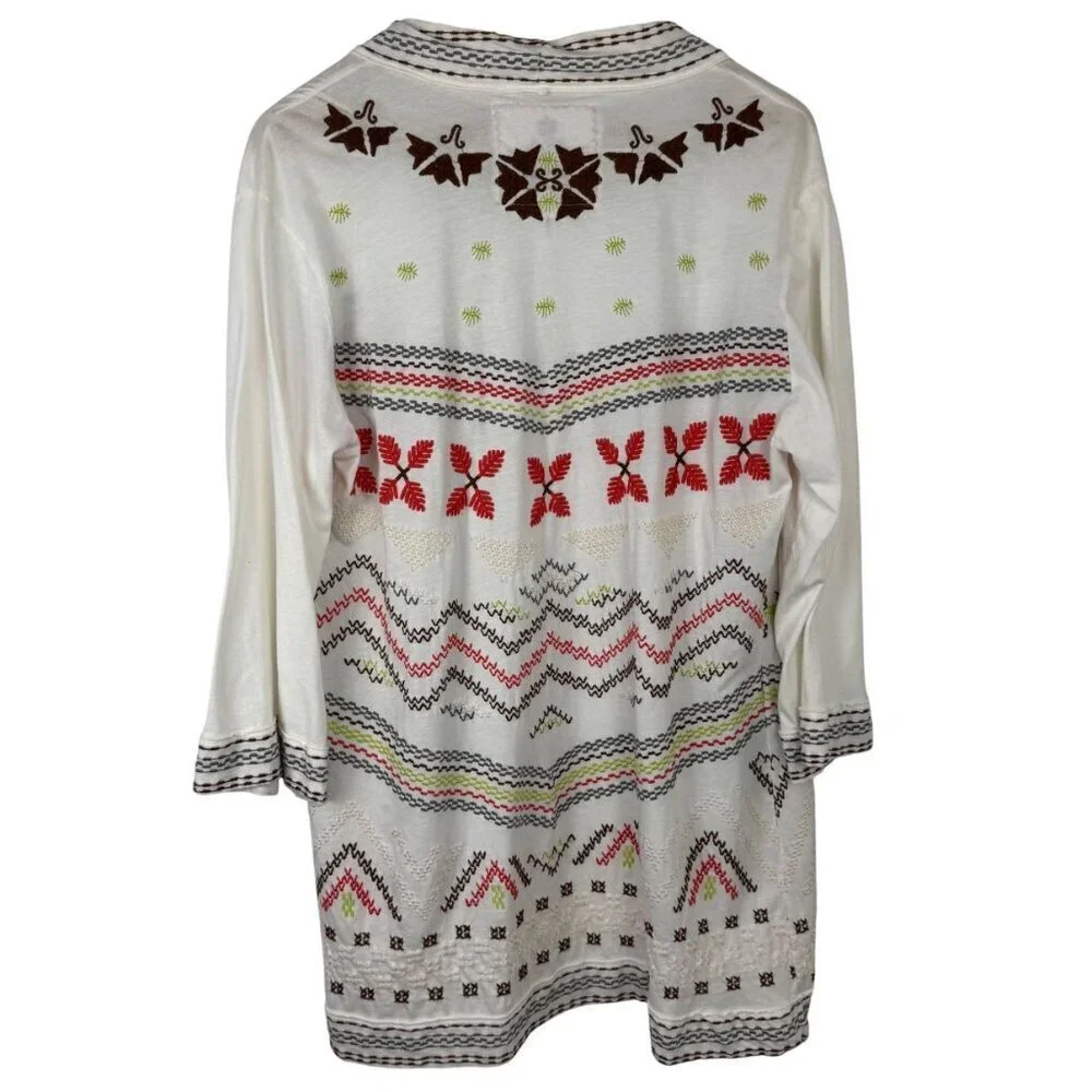 Johnny Was Open Front Cardigan XS Embroidery Southwestern Cotton Multicolor EUC